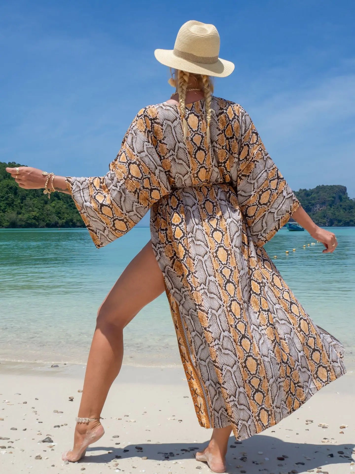 Swimsuit Cover Up Printed Kimono for Sea Boho Coverup Long Luxury Beach Outings Belted Swimwear Cape Holiday Bathing Suits Sales