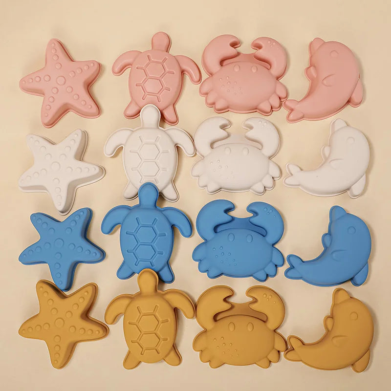 TYRY.HU 8pcs/set Children Toys Silicone Beach Toy Set with Bucket and Six Accessories Fun Outdoor Play Sand for Kids