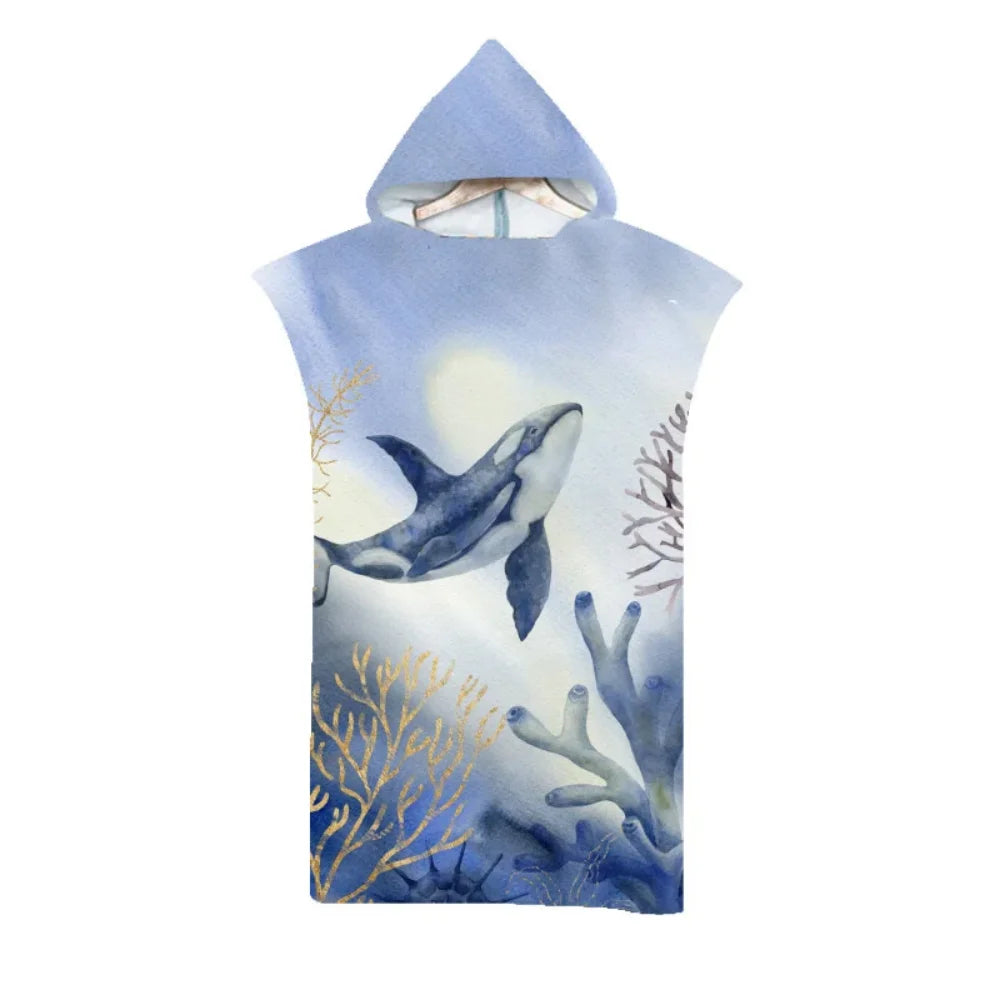 Adult Kids Beach Towel Quick Dry Hooded Cloak Children Women Large Bath Towels Sand Free Poncho Bathrobe For Summer Swim Surf