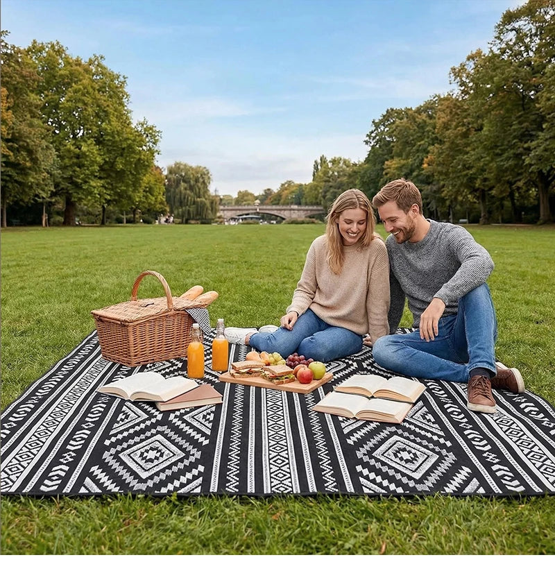 Waterproof Picnic Blanket 200x300CM Large Beach Blanket Outdoor Picnic Mat Beach Mat with Carrying Handle for Camping Beach