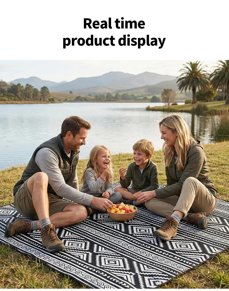 Waterproof Picnic Blanket 200x300CM Large Beach Blanket Outdoor Picnic Mat Beach Mat with Carrying Handle for Camping Beach