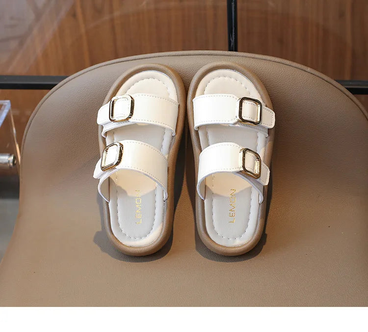 New Summer Slippers Boy Fashion Thick Bottom Flip Flops for Children Cut-outs Girls Beach Shoes