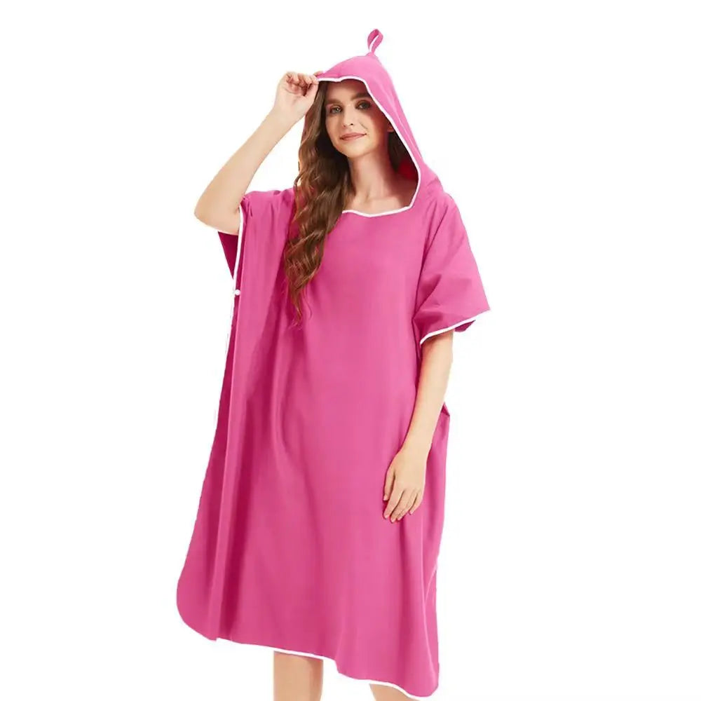 Quick Dry Changing Robe Hooded Absorbent Bathrobe Super Absorbent Bath Towel for Swimming Fitness Yoga Beach