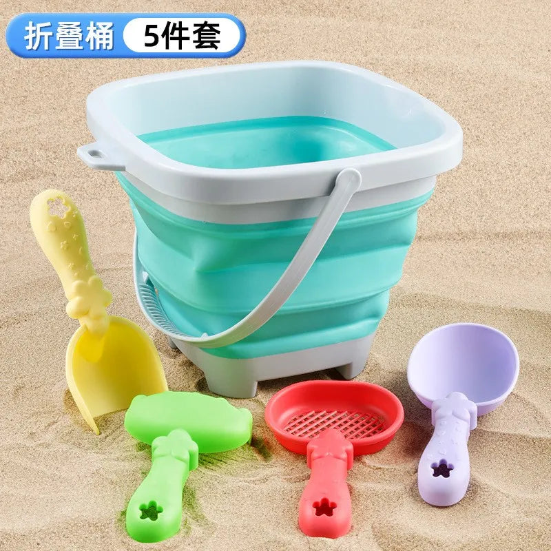 5/11PCS Beach Sand Play Water Set Folding Bucket Summer Toys for Children Kids Outdoor Game Sandbox Accessories Color Random