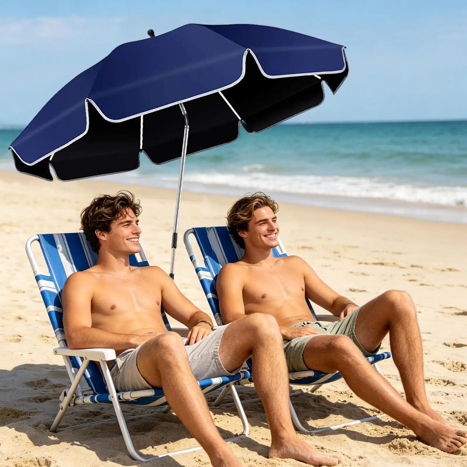 360 Adjustable Chair Umbrella With Clamp 23-inch Beach Chair Sunshade Camping and Fishing Umbrella Anti-Uv Beach Chair Parasol