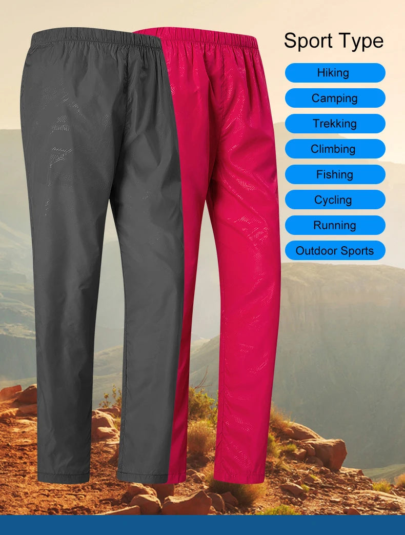 LNGXO Women Men Camping Pants Trekking Climbing Hiking Waterproof Pants Unisex Sports Quick Dry Mountain Rain Trousers Anti-UV