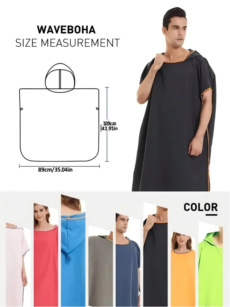 Quick Dry Changing Robe Hooded Absorbent Bathrobe Super Absorbent Bath Towel for Swimming Fitness Yoga Beach