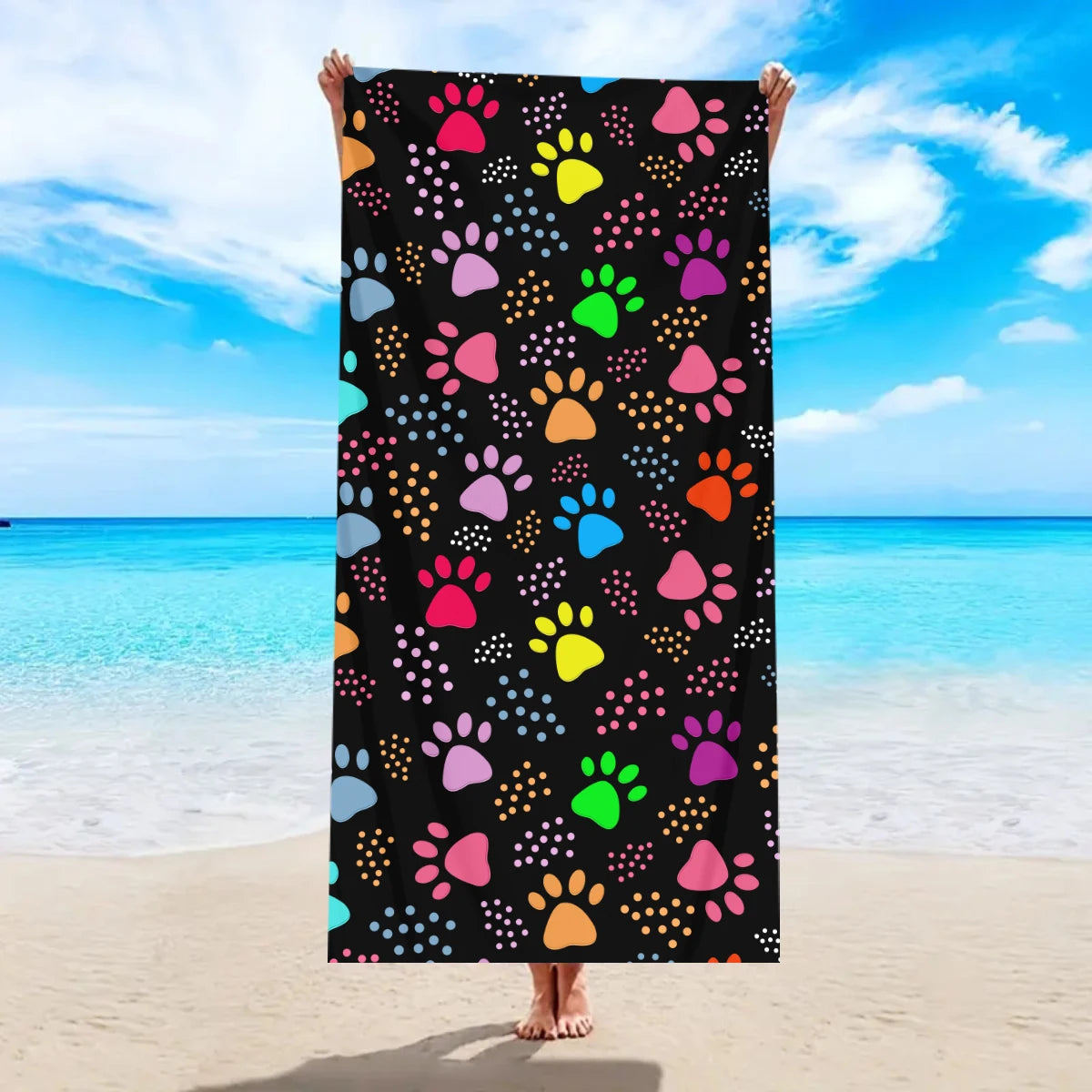 1pc Bohemian Large Beach Towel, Striped Flower Love Printed Bath Towel, Outdoor Swimming, Vacation, Camping Beach Towel