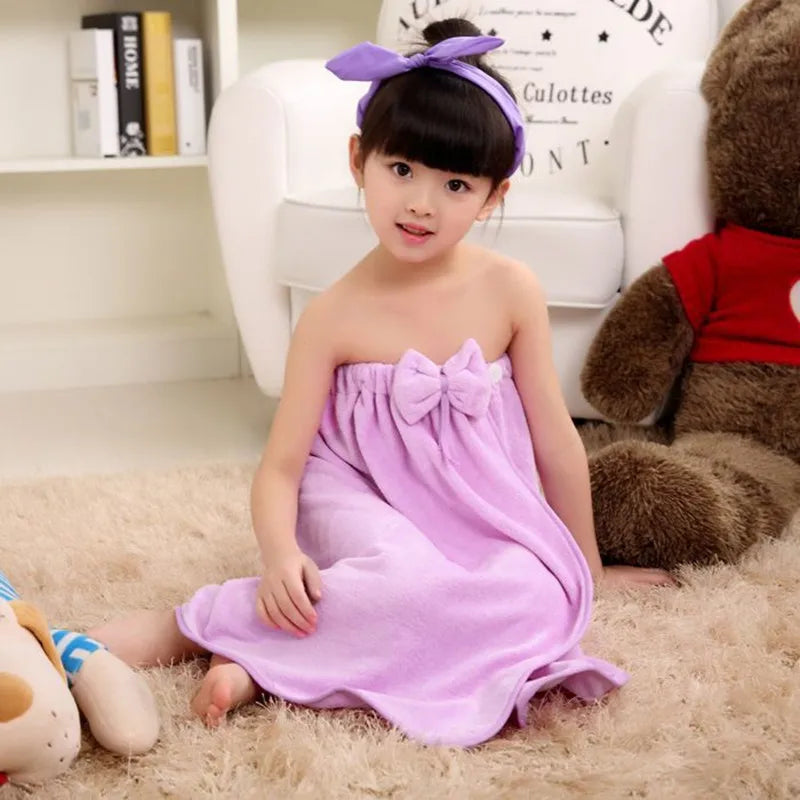 Kids' bath towel Bathrobe Super soft kids' bath skirt Super absorbent shower towel Bathrobe Beach swimming towel