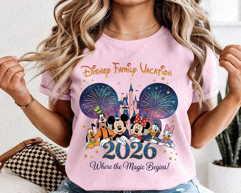2026 Family Summer Men's Women's T-shirts Cartoon Print Oversize Fashion Cotton Parent Child Top Casual Couple Daily Street