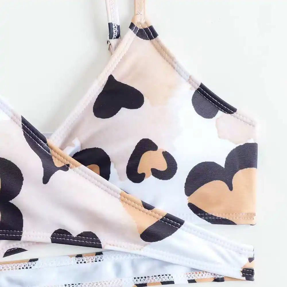 3 Pieces High Waist Bikini 2026 Girls Swimsuit & Beach Pant Swimwear Children Bathers Bathing Swimming Swim Suit Beachwear 8-12Y