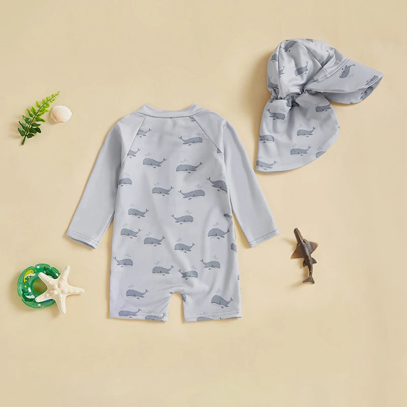 Baby Boy Girl Swimsuit Short Sleeve Rash Guard Zipper Swimwear Toddler Bathing Suit Infant Beach Outfits