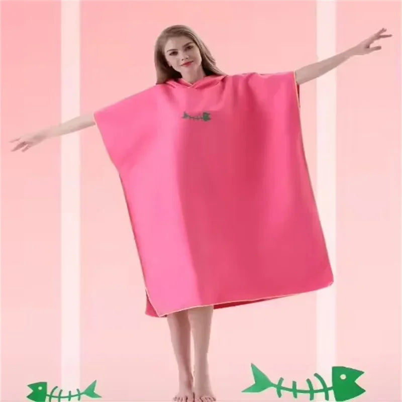 Microfiber Hooded Towel Men Women for Swim Beach Travel Quick Dry Changing Robe Cape Bath Towel Bathrobe Surf Poncho Sauna Play