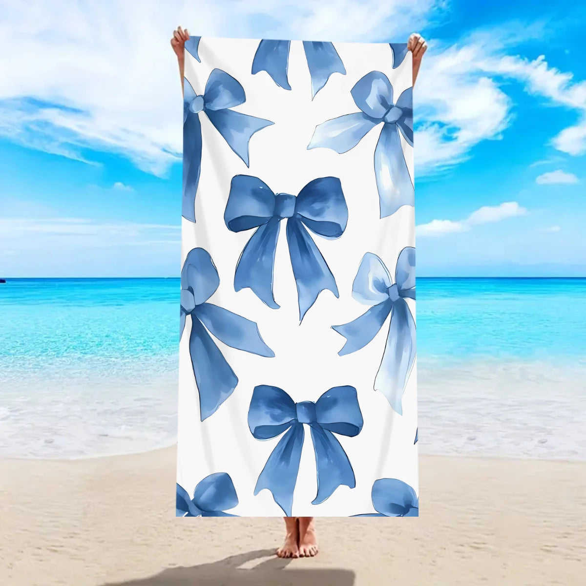 1pc Bohemian Large Beach Towel, Striped Flower Love Printed Bath Towel, Outdoor Swimming, Vacation, Camping Beach Towel