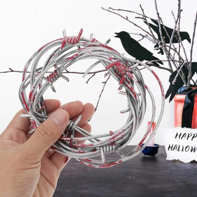 Barbed Wire Halloween Prop for Fence Decoration Simulation Fake Barbed Wires Haunted House Party Favor Backgroun Spooky Ornament