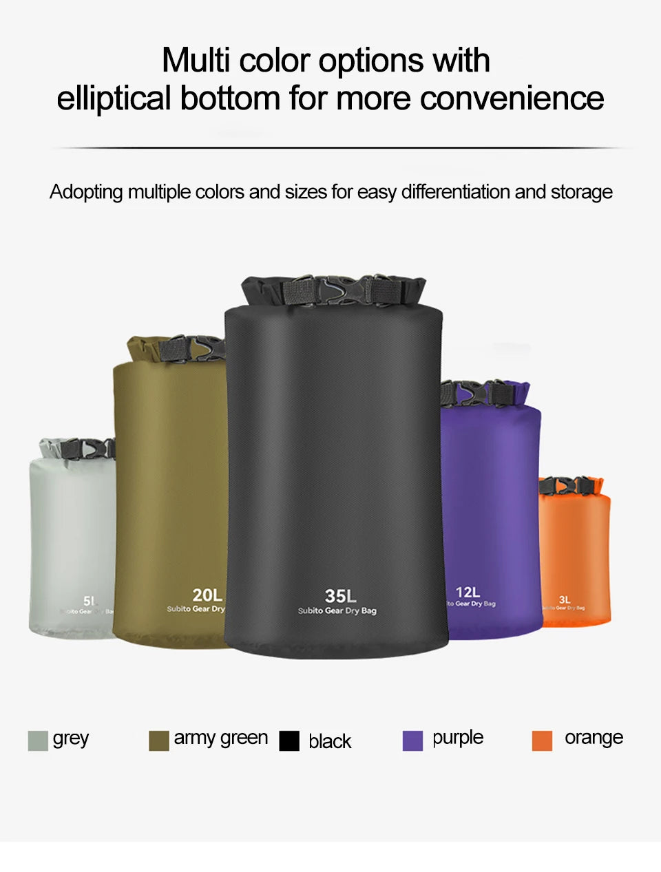 3L/5L/12L/20L/35L Waterproof Dry Bag Sack Outdoor Ultralight Drifting Swimming Clothes Storage Bag Rafting Kayaking Sport Bag