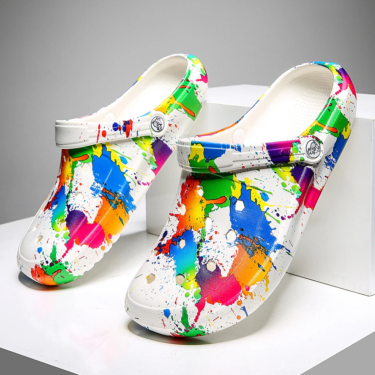 Garden Clogs Comfortable Women's Tie-dye Pattern Clogs, Slip On Lightweight Two-way Wear Clogs, Non-slip Summer Beach Slides 666