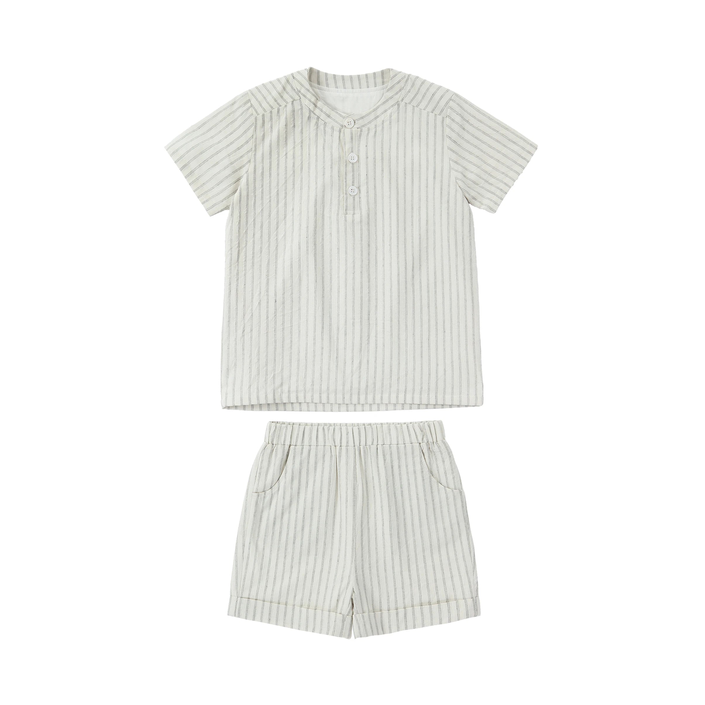 AP Santorini Stripe Collection SS26 Girls Ruffles Sleeve Dress Baby Kids Set V-neck Knit Top Brothers Sisters Family Matching