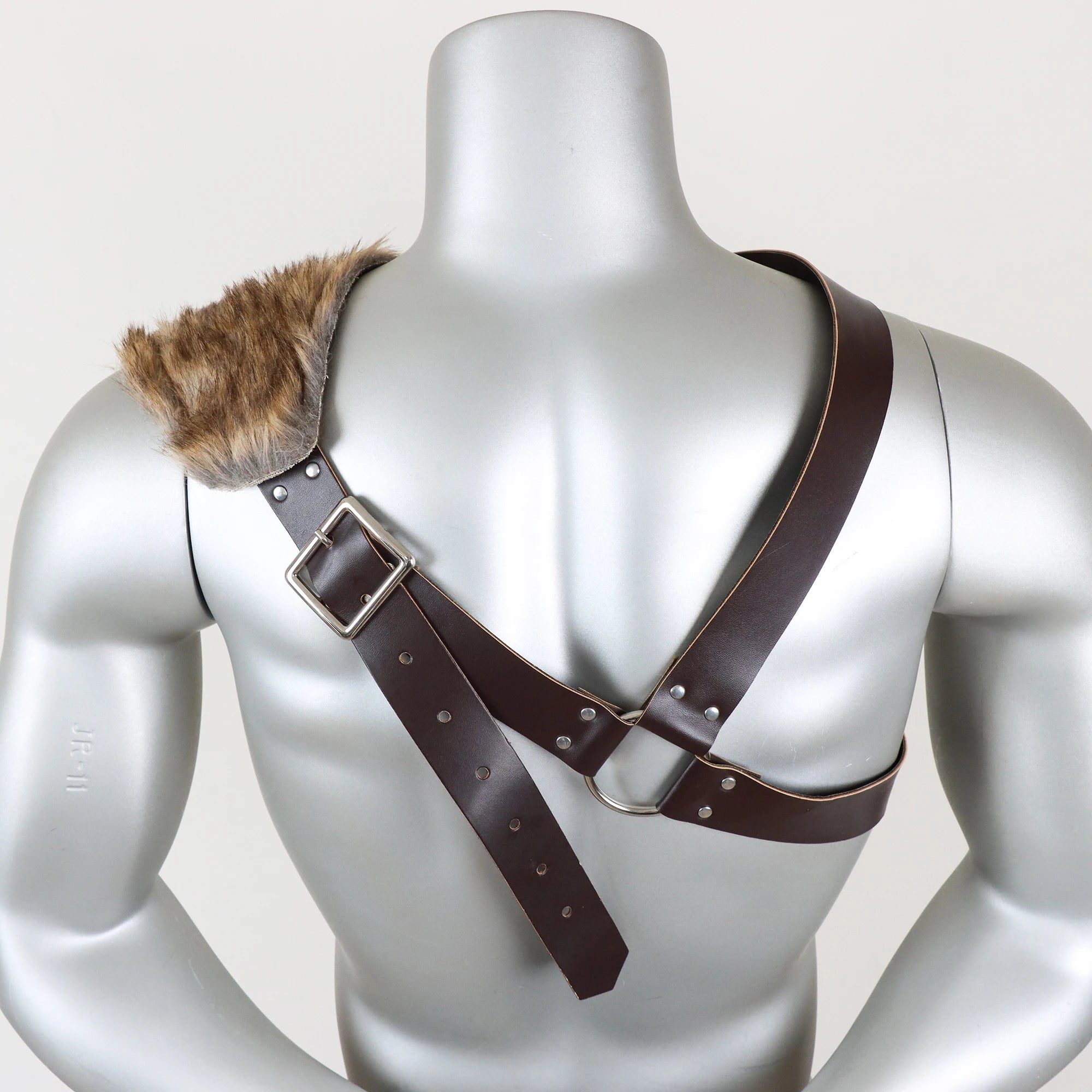 Medieval Viking Belt the Renaissance Knight Accessories with Fur Shoulder Armor Suit PU Leather Role Playing  Accessories