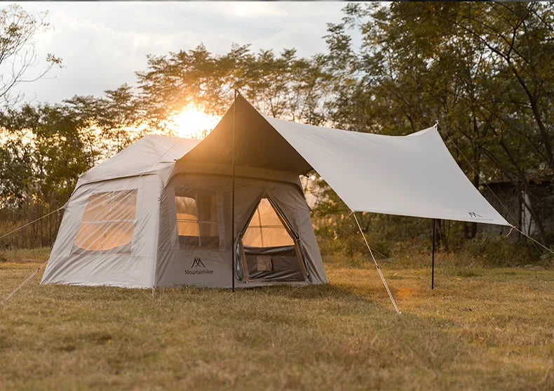 MOUNTAINHIKER 3-5 Person Portable Camping Tent Waterproof Family Beach Tent Quick Opening, Anti-UV Hand Air Pump Inflatable Tent