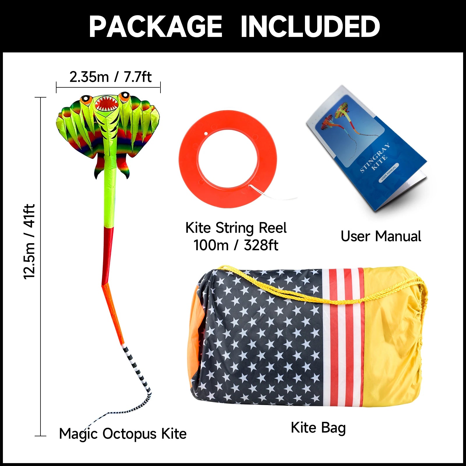 12.5M 3D 2-color Ray Soft Kite Outdoor Beach Professional Kites Umbrella Cloth Waterproof and Tear Resistant Inflatable Kite