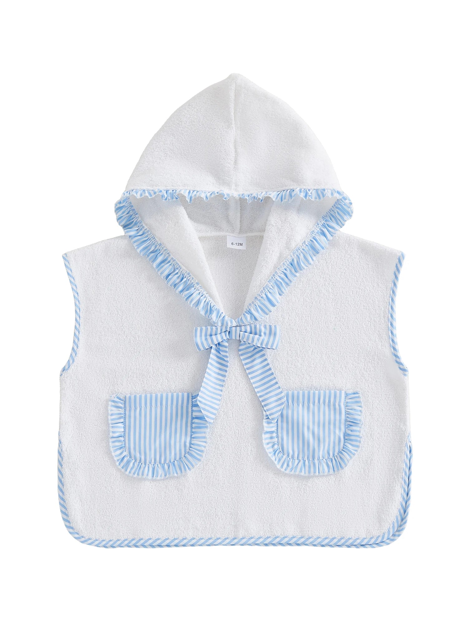 0-4Y Toddler Girl Swimwear Cover Ups for Beach Pool Striped Ruffled Trim Hooded Shawl Robe 2026 Spring Summer Kids Beachwear