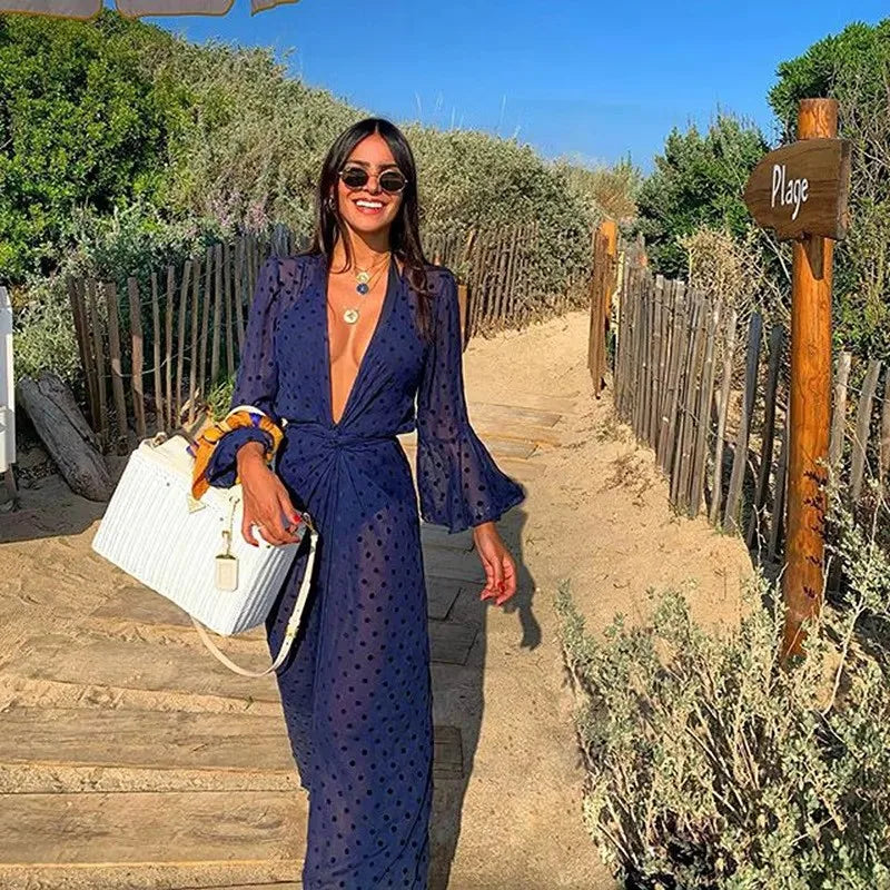 2025 Summer Dot print White Beach Cover up dress Tunic Long Pareos Bikinis Cover ups Swim Cardigan Cover up Robe Plage Beachwear