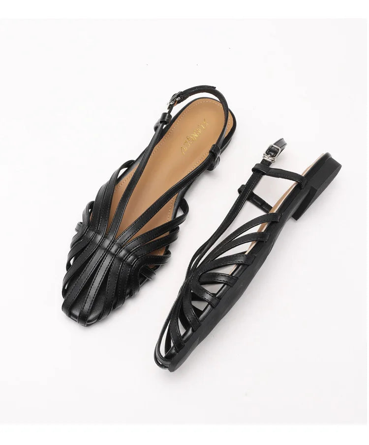 ZAROY Narrow Band Women Flat Sandals Large Size Designer Brand Banquet Wedding Shoes Summer Hollow Beach Gladiator Sandalias