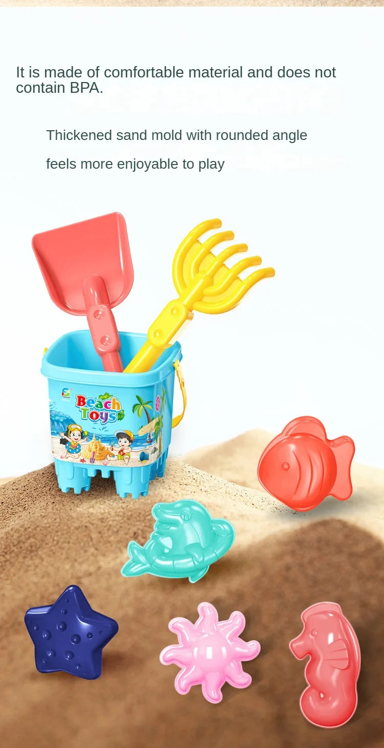 Beach Sand Play Tool Set Sand Bucket Sieve Funnel Sand Shovel Sand Wagon Watering Can Summer Outdoor Toys