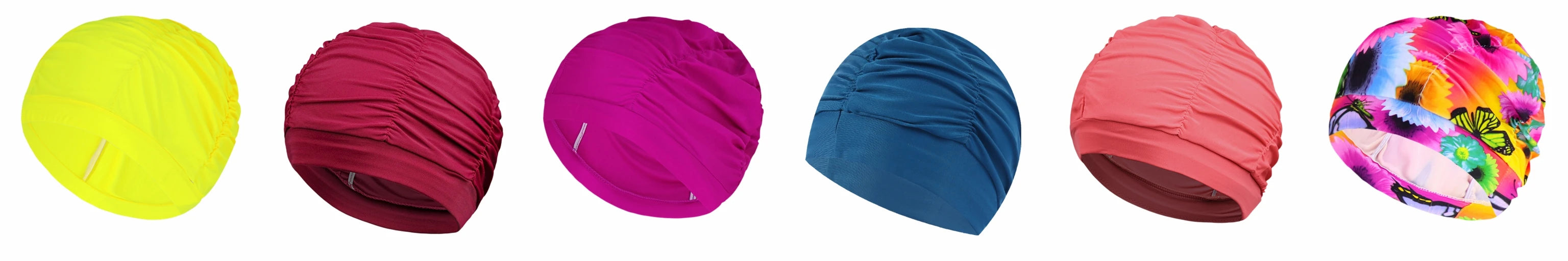 New Solid Color Long Hair Women Men Swim Pool Seaside Water Sports Elastic Pleated Nylon Fabric Bathing Swimming Caps Hat Turban