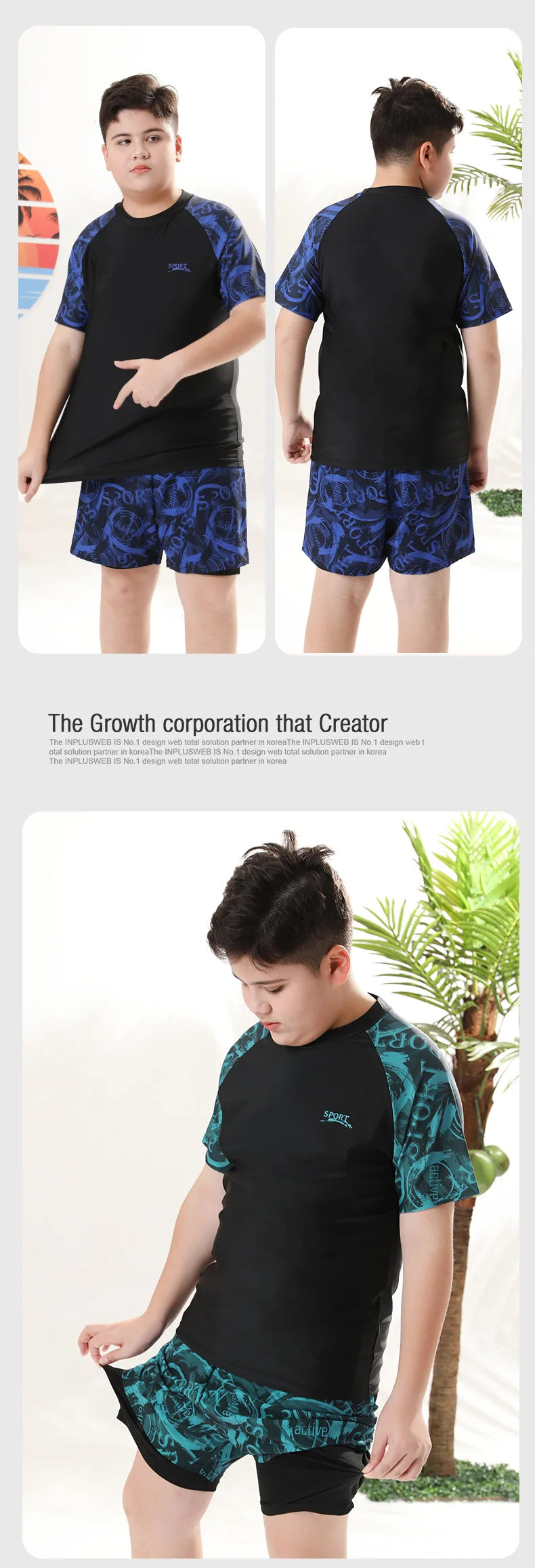Children's Swimwear with Cap, Split Body, Short Sleeve, Two Piece Swimsuit for Men, Teenagers, Boys, New, Hot Spring Set, 2024