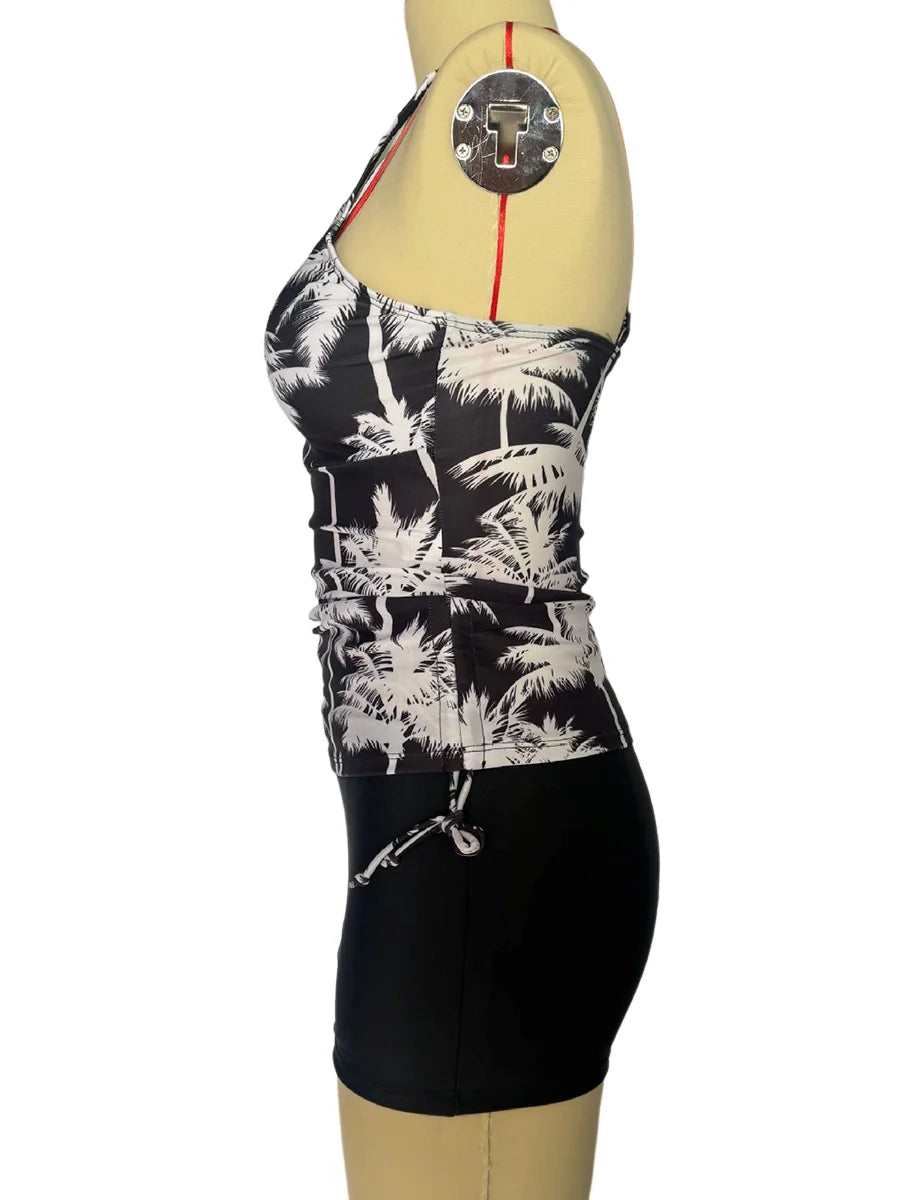 Tankini Two Piece Swimsuit Women Printed Swimwear Female Bathers Bathing Swimming Swim Suit Beach Wear XXL