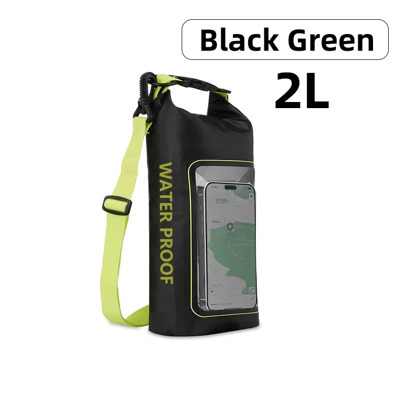 2L/5L Waterproof Dry Bag Touch Screen Swimming Waterproof PVC Bag Rafting Floating Outdoor Sport Bag Surfboard Kayak Storage Bag