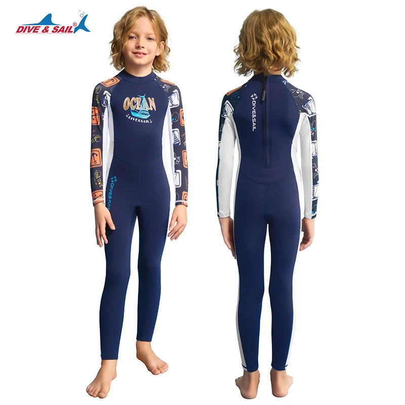 Kids Dive Skins Suit Full Body Swimsuit for Boys Girls and Youth 1.5/0.5mm Wetsuit UPF50+ Sun UV Protect Rash Guard Bathing Suit
