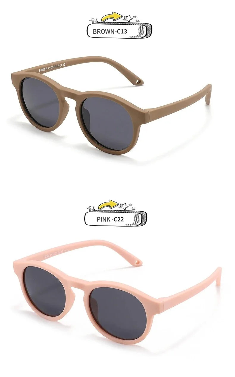 Fashion Baby's First Sunglasses with Strap Round Flexible UV400 Polarized Infant Sunglasses for Ages 0-3 Years