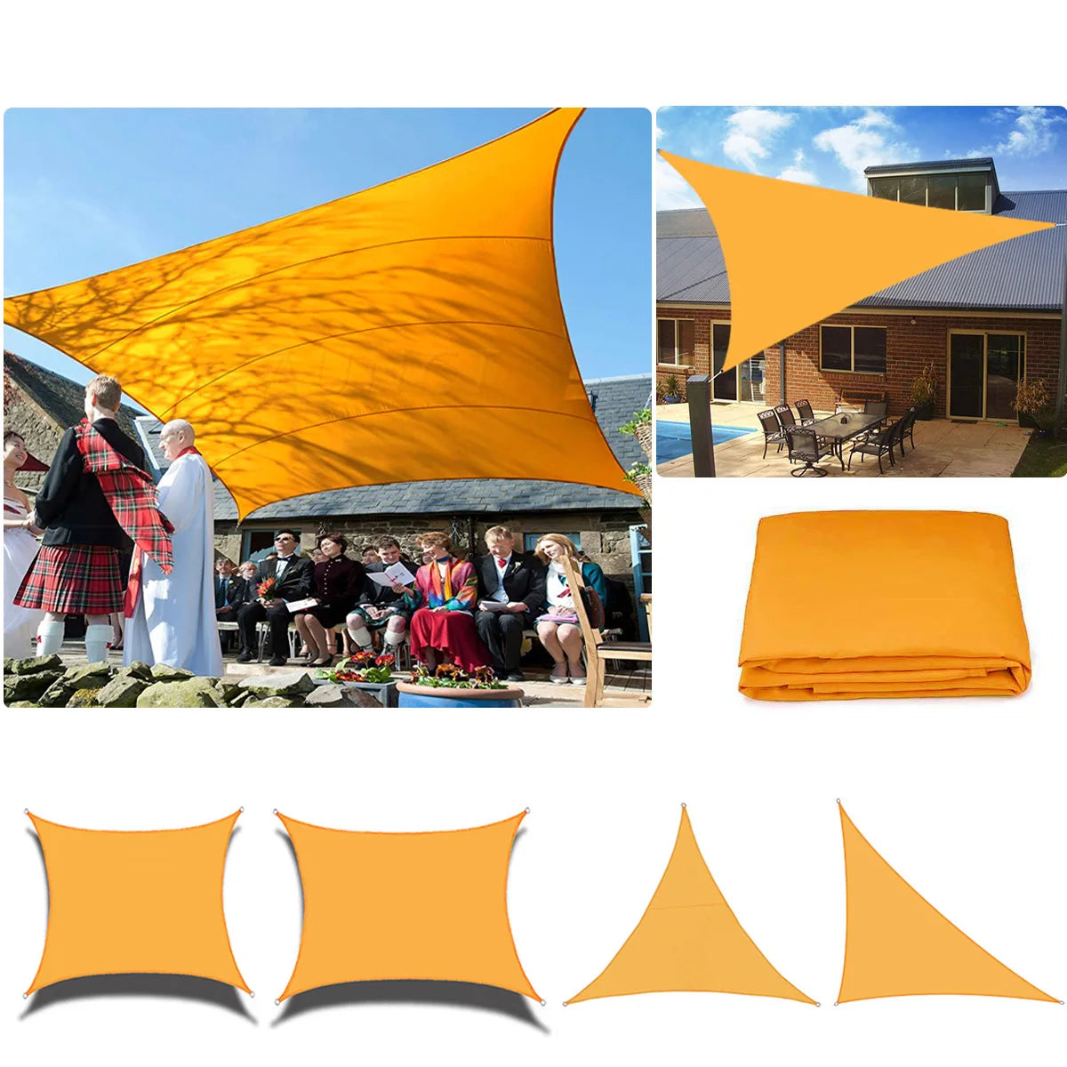 420D Waterproof Square Rectangular Shade sail, Outdoor Garden Swimming Pool Awning, Camping Hiking Sun shelter