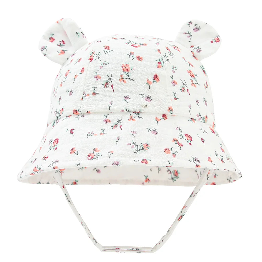 Newborn Boys Girls Bucket Hat Summer Kids Toddler Panama Cap 0 to 12 Months Soft Cotton Baby Sun Hat With Ears Cute Bunny