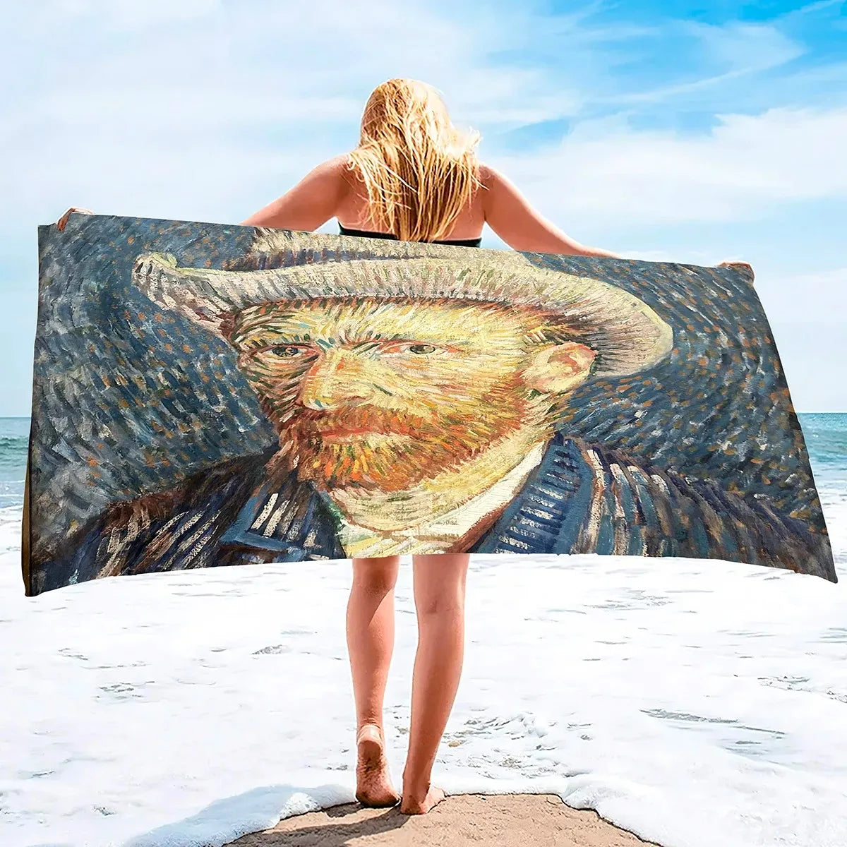 Van Gogh Starry Night Sand Free Beach Towels Absorbent Oversized Bath Towel Large Size Hand Towels for Swimming Bathroom Pool
