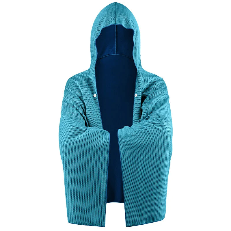 Cooling Hooded Cloak lce Cool Poncho Cover Up Super Absorbent Oversized Hooded Towel Wrap, 4-in-1 for Swimming Beach Pool Travel