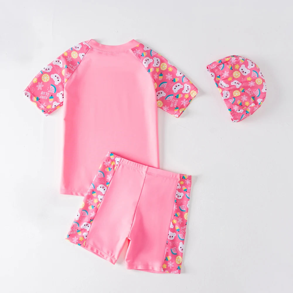 Kids Boy Swimsuit Cool Summer Children Board Shorts 3pieces Boys Swimwear Beach Surfing Girls Swimwear Bathing Suits with Hats