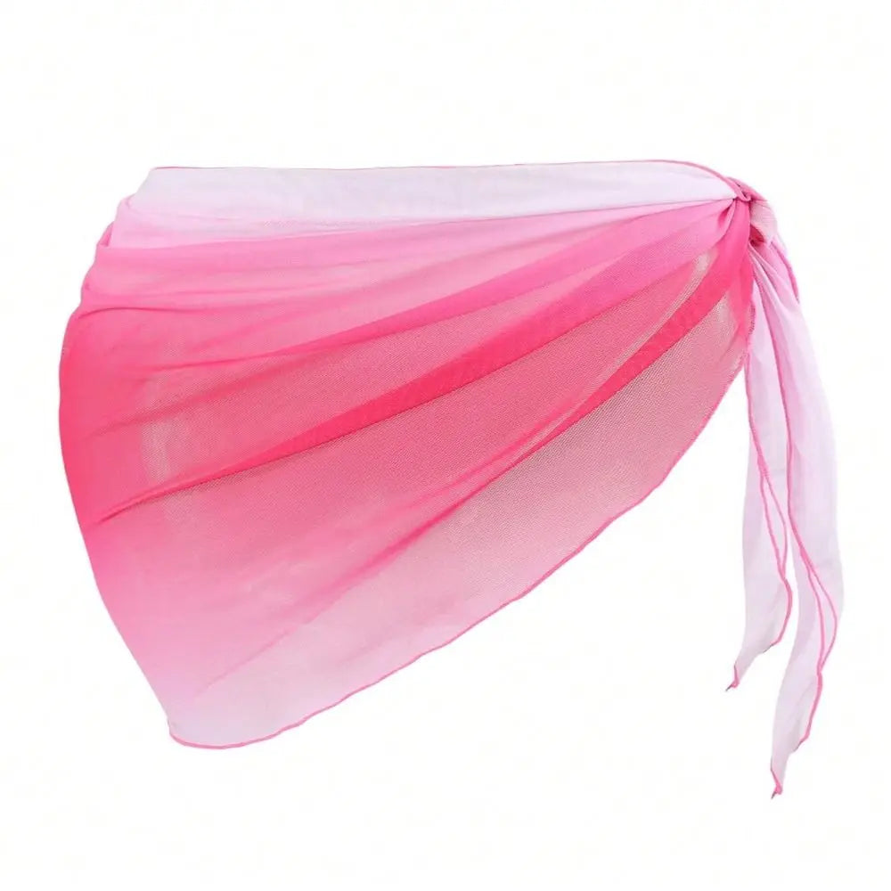 Chiffon Material Beach Dress Short Length Sheer Fabric Sarongs Breathable Quick-Dry Gradient Color Bikini Wrap