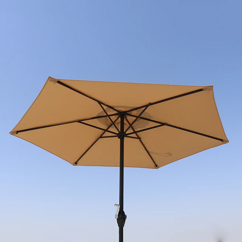 Large 2M Outdoor Sunshade Umbrella with Hand Crank Straight Center Pole for Garden Beach Camping and Advertising Stall UV Block