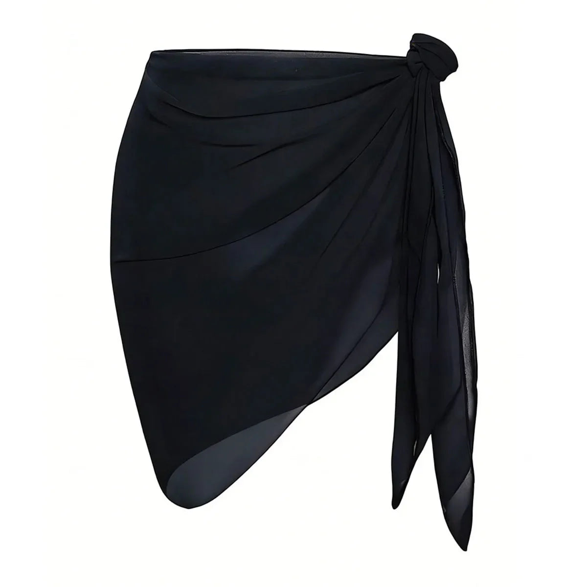 Summer Beach Swimming Hoodie Skirt for Women Solid Color Short Bikini Wrap Chiffon Skirt Lightweight Scarf Swimsuit Hoodie
