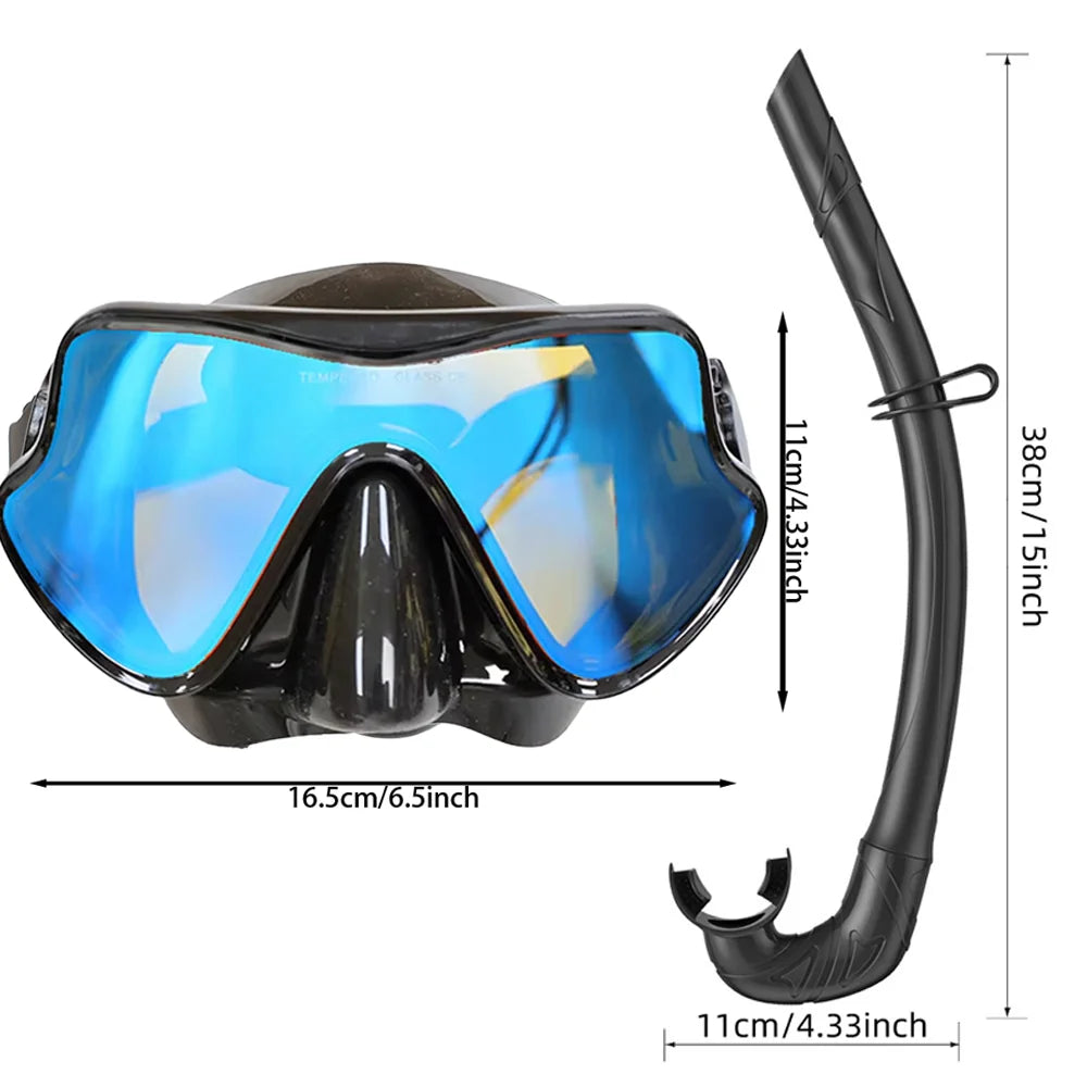 Snorkeling Mask Diving Goggles Full Wet Silicone Foldable Tube Mirror Tempered Glass Len Diving Mask Travel Size With Case