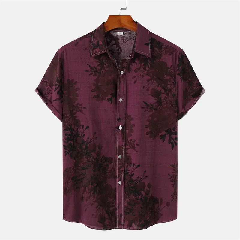 Retro Geometric Texture 3d Print Hawaiian Shirt Men Summer Short Sleeves Tops Beach Harajuku Street Lapel Blouse Male Clothes