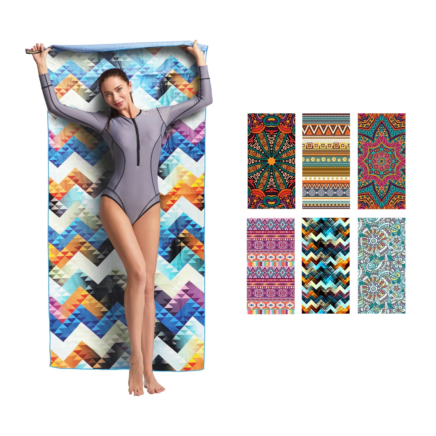 HiTurbo Microfiber Quick Drying Beach Towels , Ultra Lightweight, Fast-drying Super Absorbent Bohemian Printing