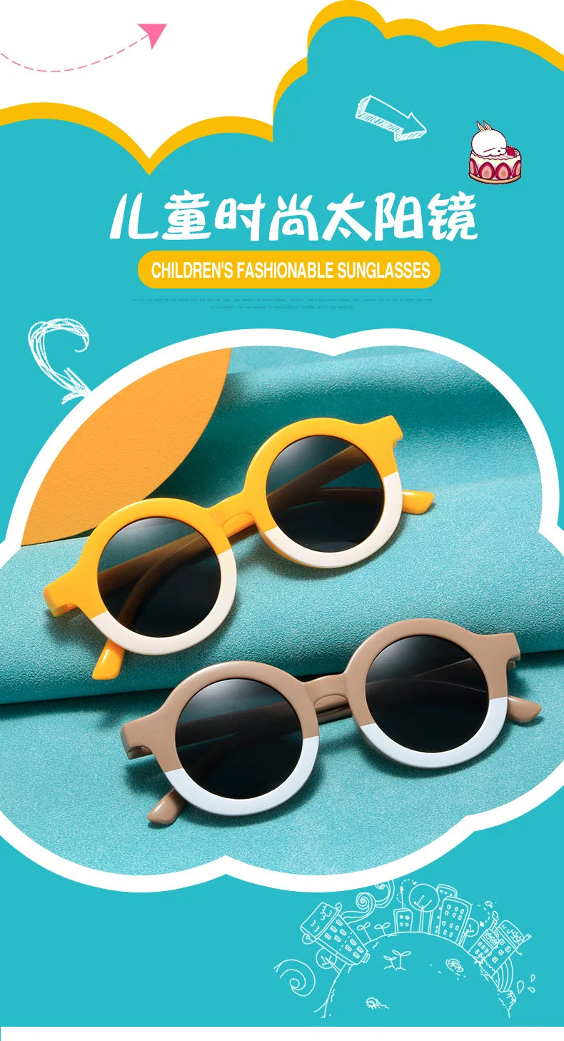 New Children's Sunglasses Korean Edition Girls' Round Frame Sunglasses Personalized Baby Sunscreen Sunglasses Fashion Versatile