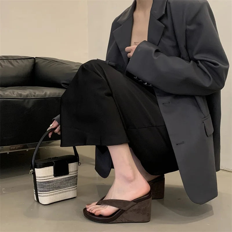 Aneikeh Fashion Summer Clip Toe Platform Wedges Women Slippers  Thick High Heels Beach Flip Flops Slide Shoes 2026