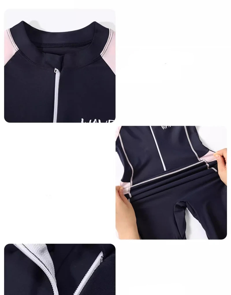 Sun Protection One Piece Girls' Swimsuit Girl Kids Swimming Suits Long Sleeve Childrens Bathing Suit Beachwear Surfing