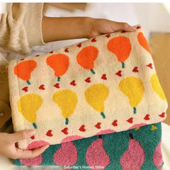 Cute Graffiti  Pears Patter Cotton Soft Face Towel for Kids Absorbent Bath Towel Comfortable Cotton Household Towel Beach Towels